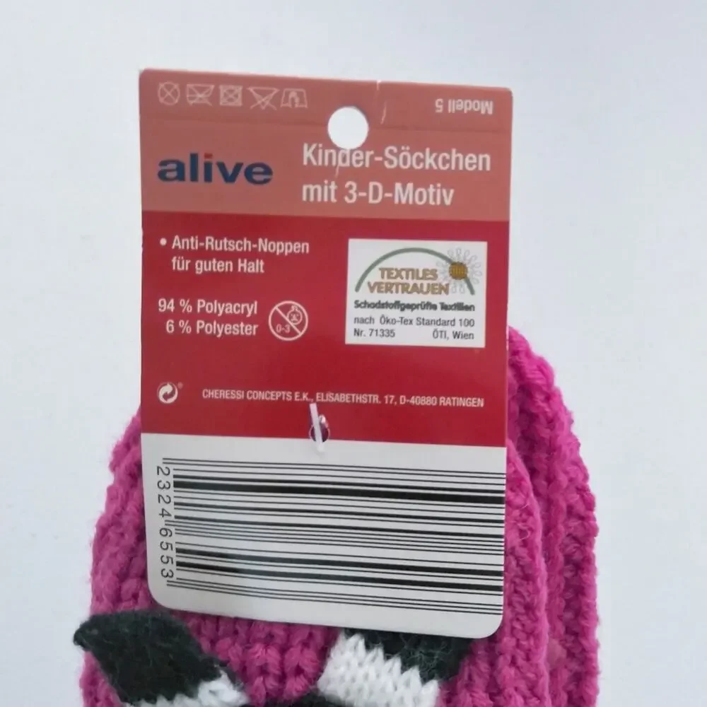 Alive Pink Knit Home socks with 3D motifs Cow Size 31-34
